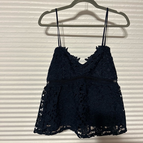NWT Navy Lace Peplum Tank medium - Picture 2 of 5